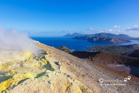at the morning at the Vulcano crater