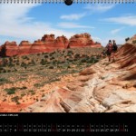 May 2010: Hiking towards Top rock with North Coyotte Buttes background and Matthias + Claudia